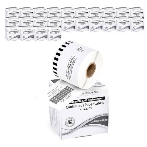 HouseLabels Compatible with Brother DK-2205, 2-4/9" x 100'