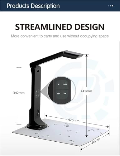 A3 4K Visual Presenter USB Interface Document Scanner with LED Light Webcam Function for School Training and Meetings