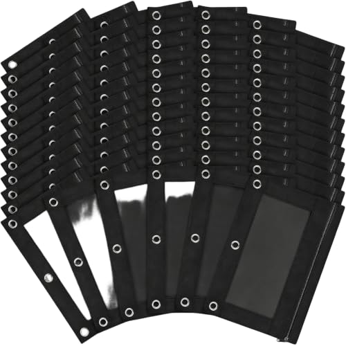 72 Pcs 3 Ring Pencil Pouches Bulk in in Black, School Classroom