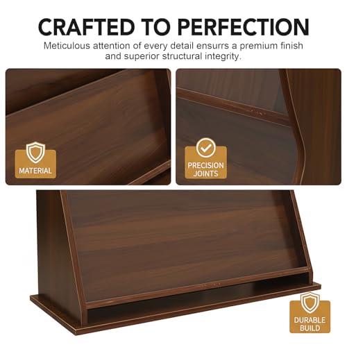 Quvex 7-Tier Magazine Rack, 44" Tall Curved Wooden Display Stand