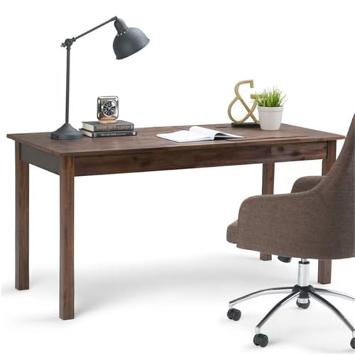 Scranton & Co Solid Wood Computer Desk for Home Office, 60" Writing Desk for Small Space, Tall Modern Study Table for Bedroom, Simple Rustic Work Desk in Distressed Brown