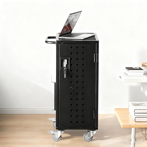 Garvee Laptop Charging Cart Up to 15.6" Device, 16 Charging Station Cart with Lock & Key for Office, Classroom