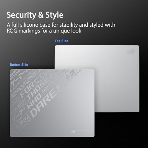 ASUS ROG Moonstone Ace L Glass Gaming Mouse Pad – 19.7” x 15.7”, Ultra-Smooth Matte Tempered Glass for Quiet Ultrafast Glides, Impact/Scratch Resistant, Easy to Clean, Anti-Slip Silicone Base - White