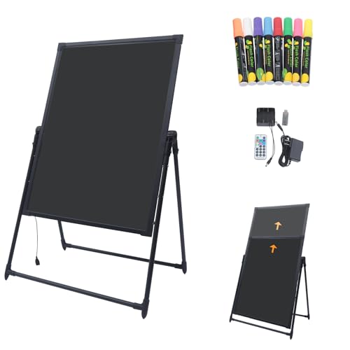 LED Message Board, Adjustable Height, Hanging/Standing Dual Use with 7 Colors & 4 Modes (Flash/Strobe/Fade/Smooth), Menu Board for Restaurant, Bar, Cafe & Ads - Fluorescent Board, 32 x 24''