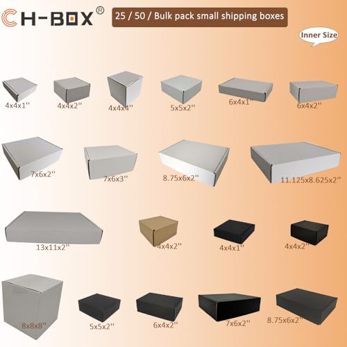 CH-BOX 150 Pack 9x6x2'' Small Shipping Boxes, Corrugated Cardboard Mailers for Business, Black (CM962B-150)