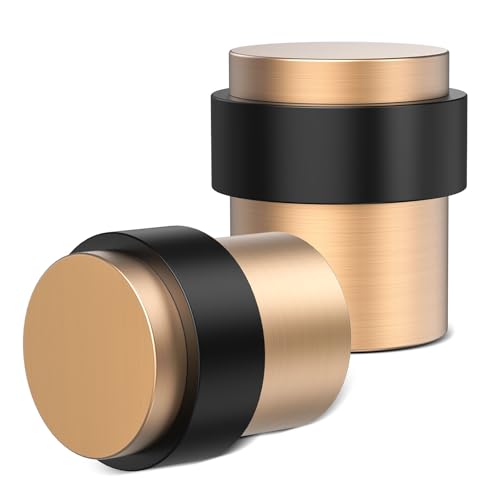 RINJUN 20 Pack ​Brushed Rose Gold Door Stoppers for Floor Mounting， Door Stopper Heavy Duty，304 Stainless Steel Cylindrical Made with Rubber Bumper，Floor Mount Door Holder Keep Door Open