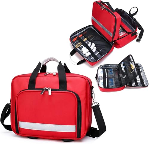 YUSIWOAL Professional Empty First Responder Bag Emergency Shoulder Bag Empty, Trauma First Aid Kits Storage Bag with Handle for Home, Office, and Outdoor Adventures(Navy Blue)