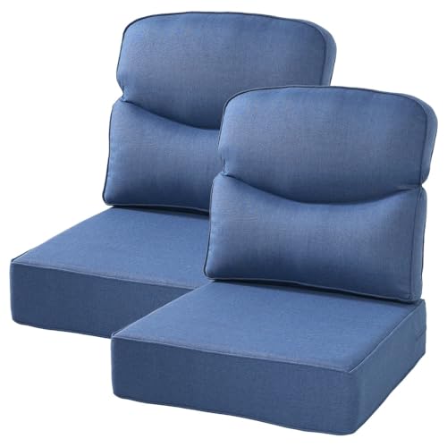 6 in Extra Thick Indoor Outdoor Patio Seat Cushions & Back Pillow Set of 2