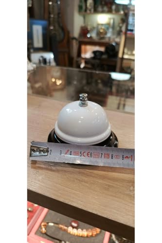 Classic Desk Bell White & Black Metal Service Bell for Hotel Reception Cafe Restaurant Office Home Decor Functional & Decorative 3.15-3.54 inches Diameter