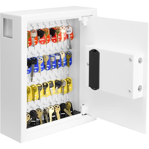 Barska 40-Key Digital Wall Mount Key Cabinet – Electronic Lock Steel Security Box with Numbered Hooks & Tags for Home, Office, School, or Business - Key Box Wall Mount - Key Drop Slot - Key Storage