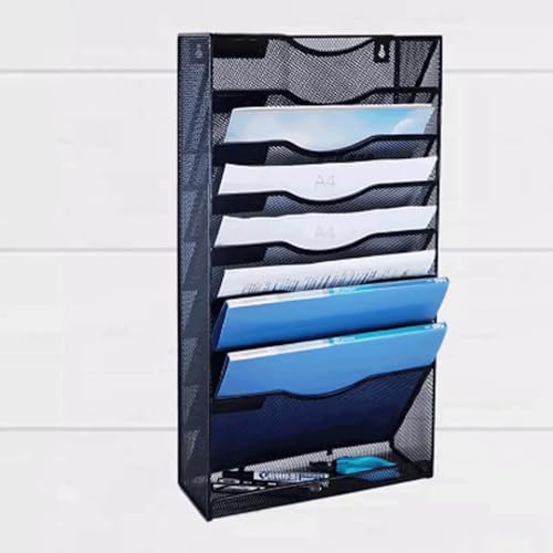 SUREK Large Capacity Wall-Mounted File Basket Large Capacity File Basket Iron File Basket Hanging File Box Desk File Organizer Shipshape
