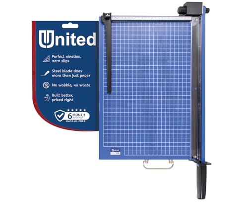 United Office Products T15A Commercial Guillotine Paper Trimmer, Sturdy Steel Base, 15" Cut Length, 15 Sheet Capacity, Self-Sharpening Blade, Precision Paper Cutter for Office, School & Crafts