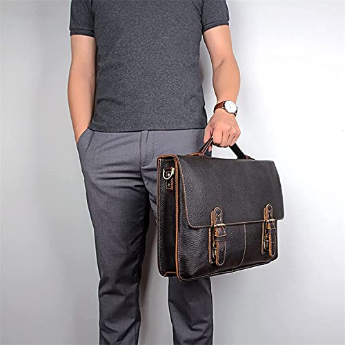 XIXIDIAN Men's Leather Messenger Bag, 15.6 Inches Laptop Briefcase Business Satchel Computer Handbag Shoulder Bag for Men (Size:38x12x30cm) (Color : Brown)