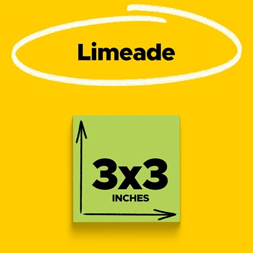 Post-it Super Sticky Notes 654-5SSLE, 3 in x 3 in, Limeade, 24 Pack