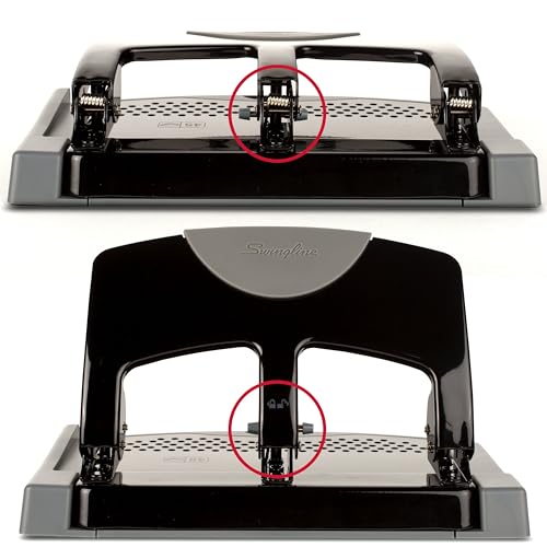 Swingline 3 Hole Punch, 45 Sheet Capacity Three Hole Puncher 3 Ring, Paper Punch, SmartTouch Low Effort, Black & Silver (74136)