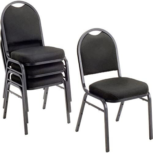 Global Industrial Stacking Banquet Chair, Fabric, 2" Seat, Black, Lot of 4