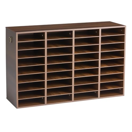 VEVOR Wood Literature Organizer 36 Compartments Office Mailboxes Brown | Countertop Literature Sorter for Files Documents Papers, with Adjustable Shelves, for Office, Home, Classroom Organization