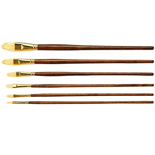 UOHLCX HBJWOV 6pcs/Set Paintbrush Wooden Handle Artist Oil Paint Brush Acrylic Drawing Brushes Art Painting Tool