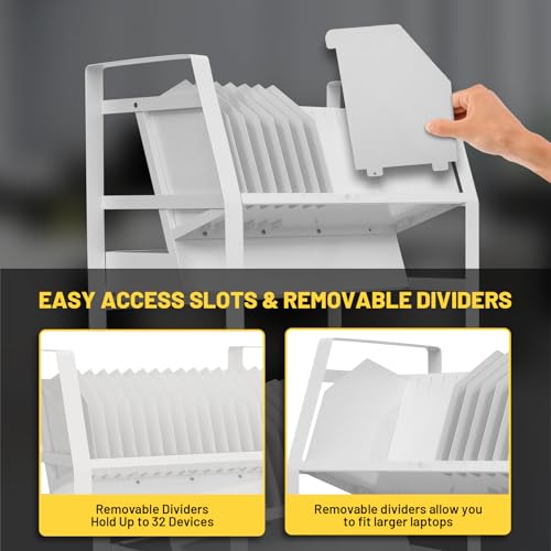 32 Mobile Device Charging Cart with Storage for Laptops and Chromebooks