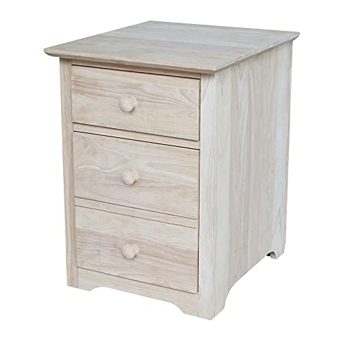 IC International Concepts, Two-Drawer File Cabinet, Solid Real Wood, Sturdy Parawood, Home Office/Study/Living, 8.1"W x 20.9"D x 25.4"H, Customizable Paint/Stain Ready, Unfinished