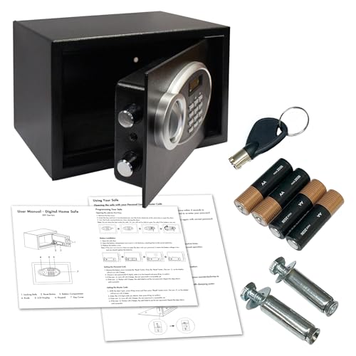 Lucky Line Digital Home Safe, Protect Valuables, Programmable Locking Safe (65401)