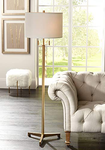 Possini Euro Design Encino 60" Tall Antique Brass Modern Tripod Floor Lamp