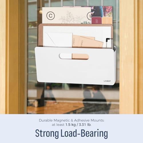 loukin Magnetic File Holder, Wall Mount Paper Organizer, 3 Mount Options