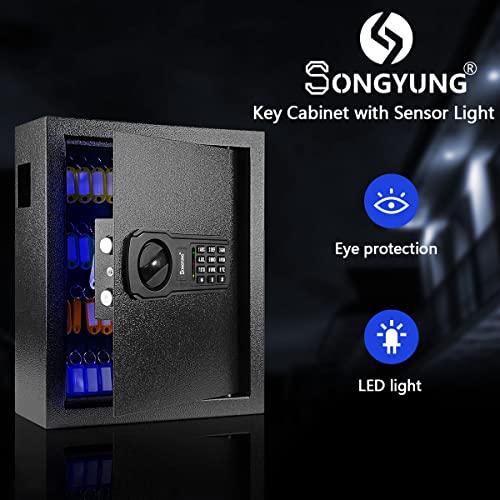 SongYung 83 Keys Cabinet Wall Safe with Sensor Light and Emergency External Power Supply, Electronic Key Safe,Secure Wall Mount Safe with 83 Key Tags for Hotels,Office,Companies,Car Dealerships