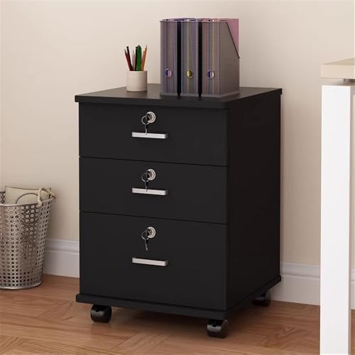 GRFIT Cabinet File Cabinet Simple Lock File Cabinet Mobile Low Cabinet with Drawers Office File Cabinet File Organizer Filing Cabinets Office(Black)