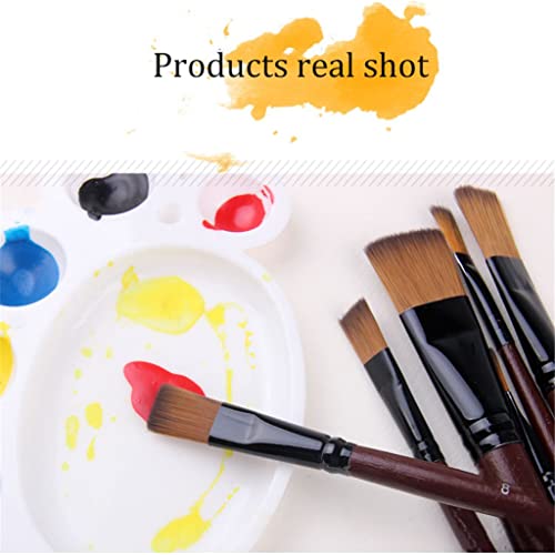 UOHLCX HBJWOV 6Pcs/Set Flat Brush Nylon Hair Wooden Watercolor Acrylic Oil Paint Brush Set for Drawing Painting Craft Art Supplies