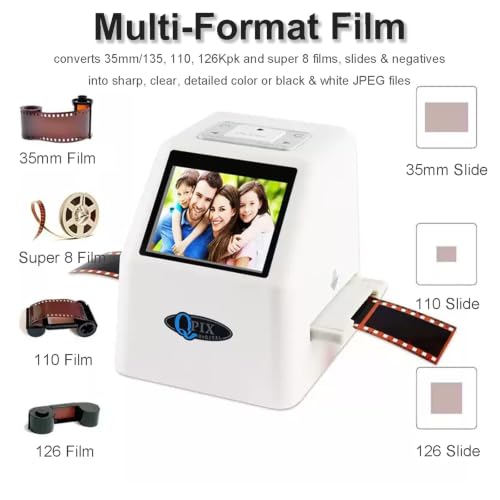 Film Scanner with 2.4" LCD Screen, 22MP High Resolution Slide & Negative Scanner, Built-in Memory & SD Card Support, Up to 32GB SD Card Compatible, Saves as JPEG Format