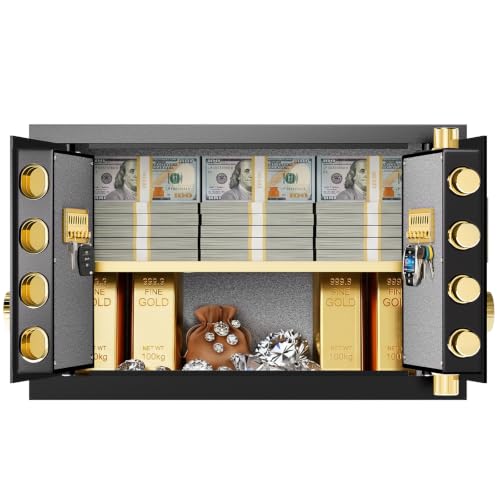 Pacriond 6.0 Cubic Safe Box, Extra Large Double Door Home Safe, Jewelry Safe with Removable and Adjustable Shelf, Heavy Duty Digital Safe with Security Double Key Lock for Home Office Hotel