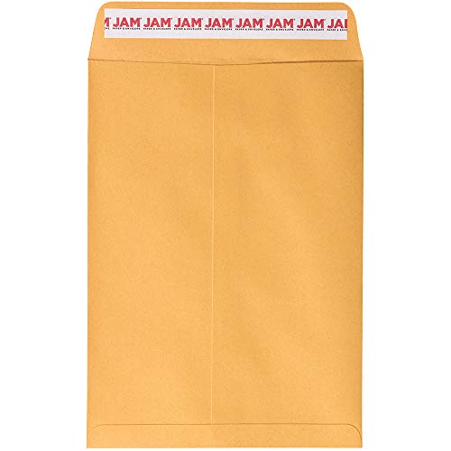 JAM PAPER 7 1/2 x 10 1/2 Open End Catalog Envelopes with Peel and Seal Closure - Brown Kraft Manila - Bulk 500/Carton