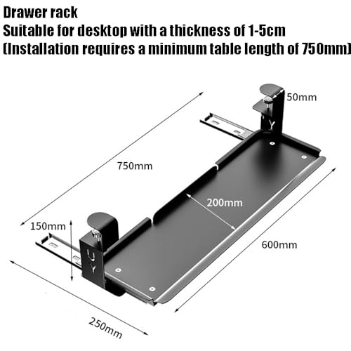 ZYXQQJ Desk Accessories Keyboard Tray No Drilling Keyboard Drawer Pull-Out Platforms Keyboard and Mouses Holder 24×8 Inch(Black)