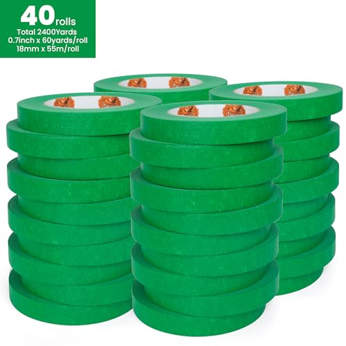 TAPEBEAR Green Painters Tape Masking Tape 0.7" x 60Yard x 40Rolls