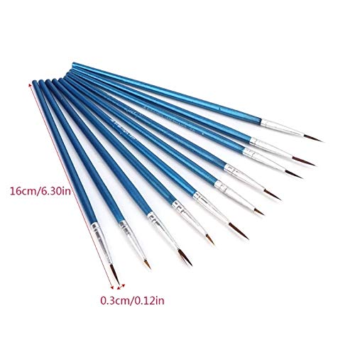 HBJWOV 10 Pcs Nylon Hair Artist Paint Brush Acrylic Watercolor Round Hand Point Tip