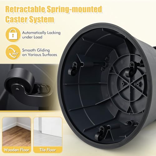 BECOMFORT Heavy Duty Rolling Step Stool w/ 3 Retractable Wheels
