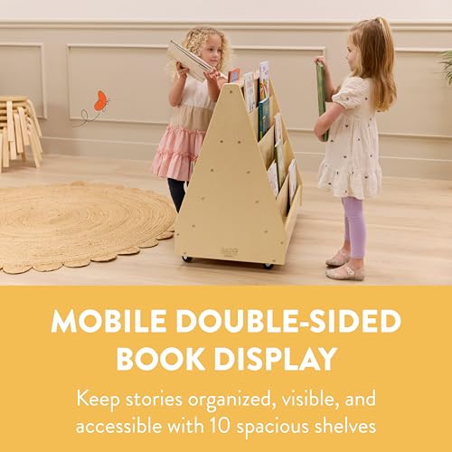 Back2School Express Mobile Double-Sided 10-Shelf Book Display, Natural
