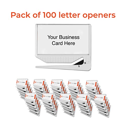 Promotional Business Card Letter Openers, White, 100 Pack