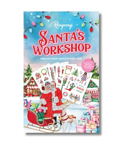 Santa’s Workshop Sticker Book – Pastel Christmas Planner Stickers with Fashion Illustrations – Holiday Scrapbooking, Hobonichi and Journaling Stickers – By Rongrong Devoe