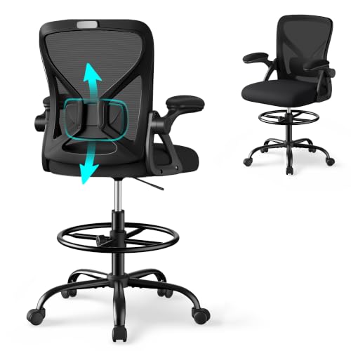 SONGMICS Drafting Chair, Ergonomic Tall Office Chair for Standing Desk