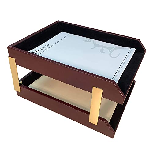 Dacasso Two-Tone Leather Double Letter Trays (A7020)