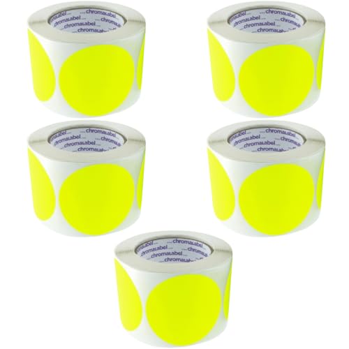 ChromaLabel 3 Inch Fluorescent Yellow Removable Labels, 500/Roll Case of 5