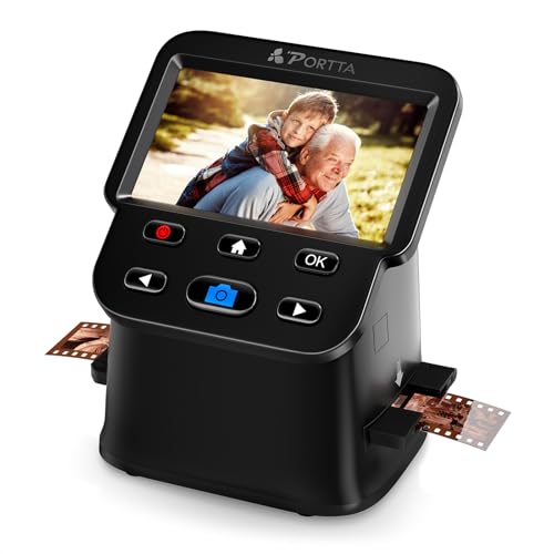 PORTTA Film Scanner with 5" LCD Screen, 22MP Slide & Negative Scanner, Converts 135, 126, 110 Film & Slides to Digital Photos, HDMI Output, SD Card Storage, No Computer Required