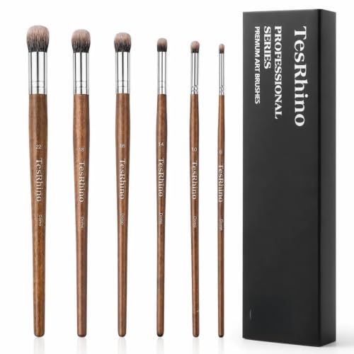 TesRhino 6Pcs Dome Shape Natural Badger Hair Mop Paint Brush Set