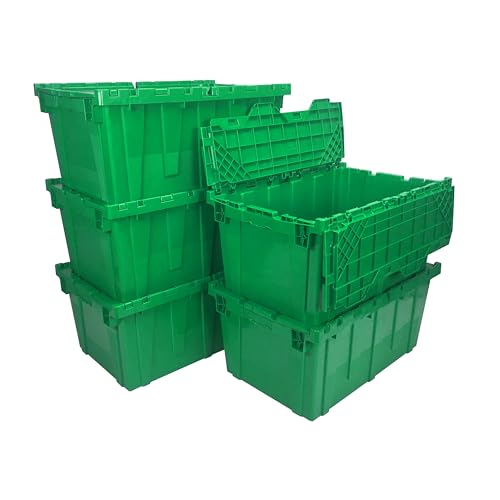 UBOXES UOFFICE Storage Packing Crates, 5 Pack Green Totes 27" x 17" x 12", Plastic Storage Crates, Green Crates, Crates For Packing & Storage, Moving Storage Crates, Plastic Crates With Lids
