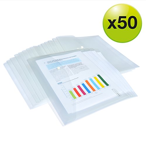 Rapesco 1497 ECO Recycled Popper Wallets, A4+, Pack of 50