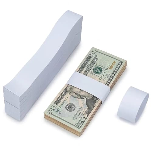 Money Bands for Cash 900 Pcs Money Bands Bundles Self Sealing Professional Durable White Blank Paper Cash Straps Wrappers Supermarket Accountant Bank
