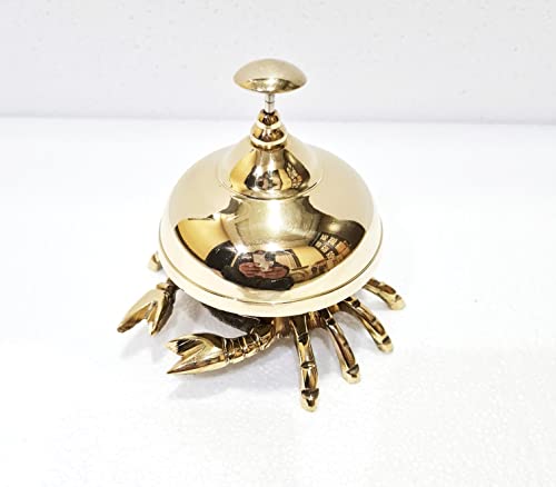 Marine Nautical Store Vintage Decorative Antique Brass Crab Bell Hotel Counter Reception Bell Teacher Desk Bell