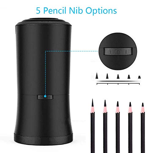 AFMAT Rechargeable Long Point Pencil Sharpener, 2 Holes, Fast Sharpen & Auto Stop, 8-17mm Super Long Point, Artist Pencil Sharpener for 6-9.6mm Large Pencil, Charcoal/Drawing/Sketching Pencils PS09B